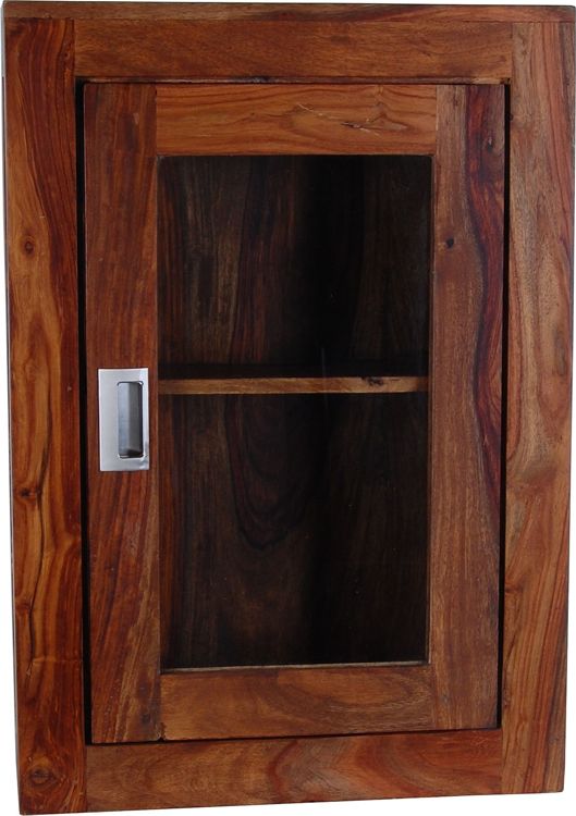 Bad H&auml;ngeschrank mit Glas - India M&ouml;bel Massivholz Sheesham modern Indien Indische