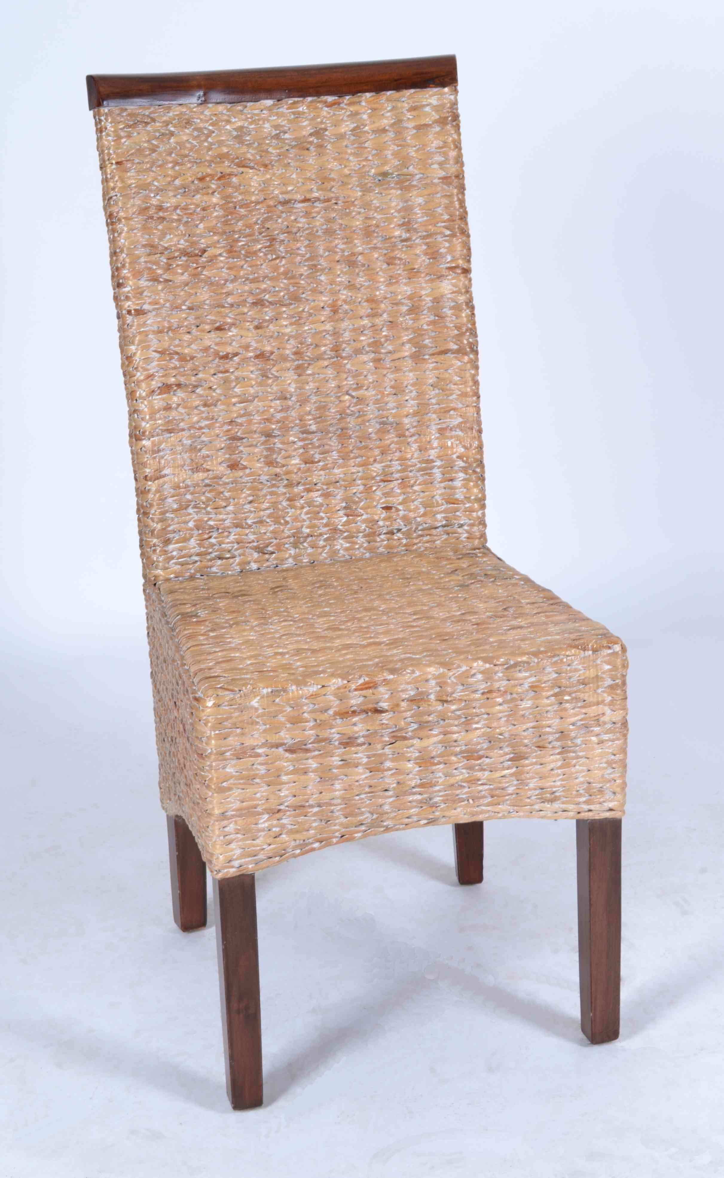 Rattanstuhl 'Cairo' - Massivholz-M&ouml;bel Wasserhyazinthe modern