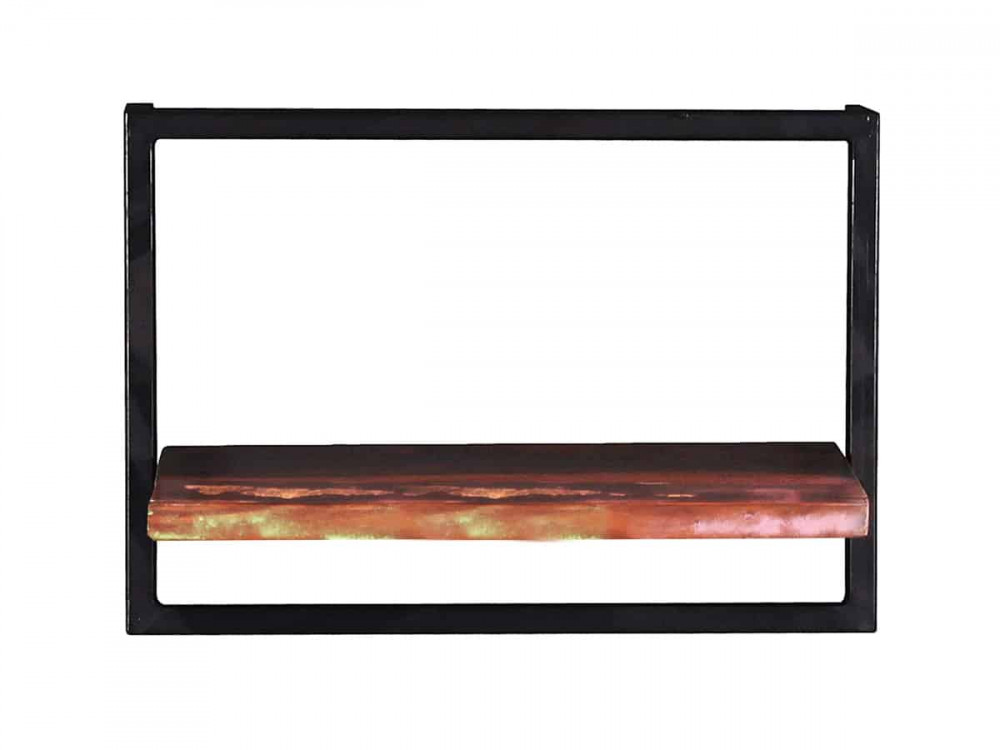 Wandregal  Shabby Chic Massivholz Metall Recycletes Holz Braun