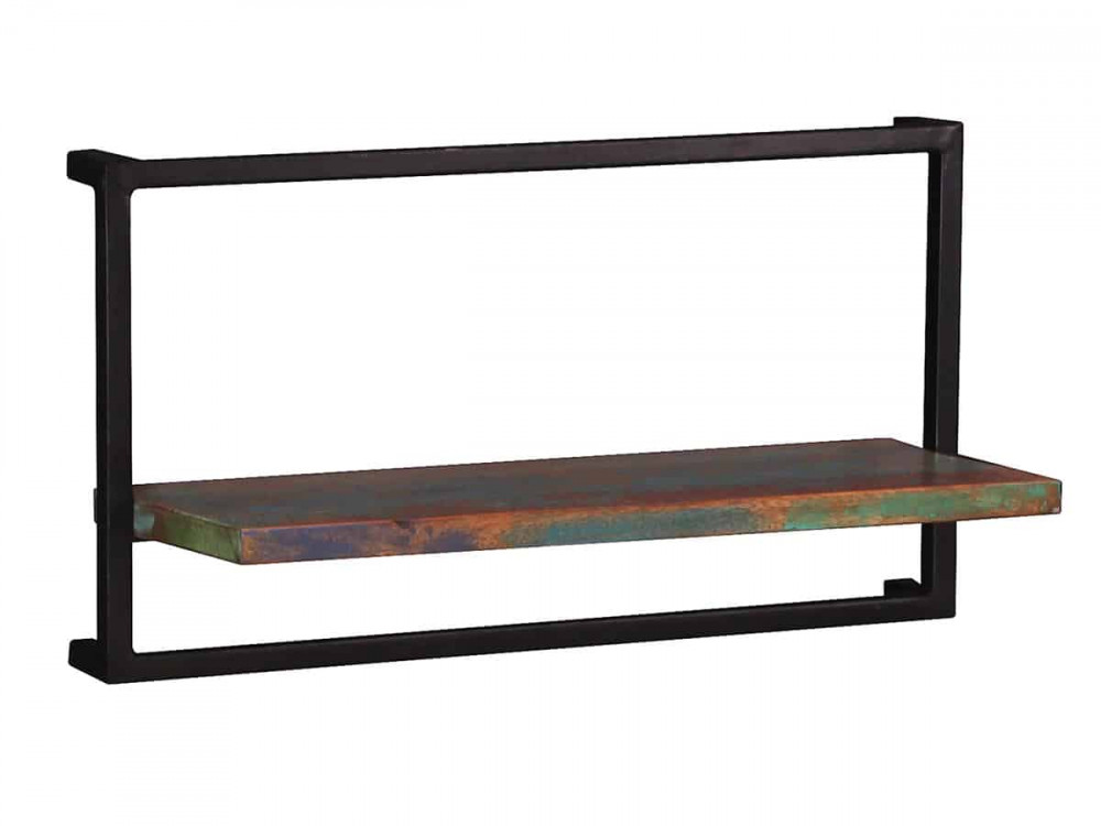 Wandregal  Shabby Chic Massivholz Metall Recycletes Holz Braun