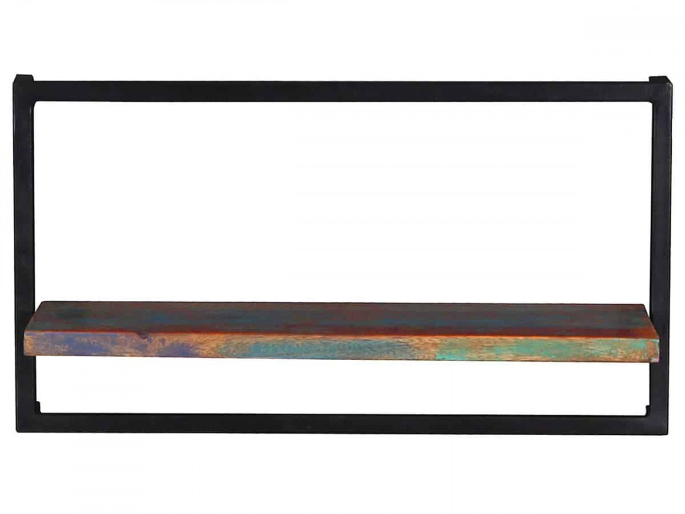 Wandregal  Shabby Chic Massivholz Metall Recycletes Holz Braun