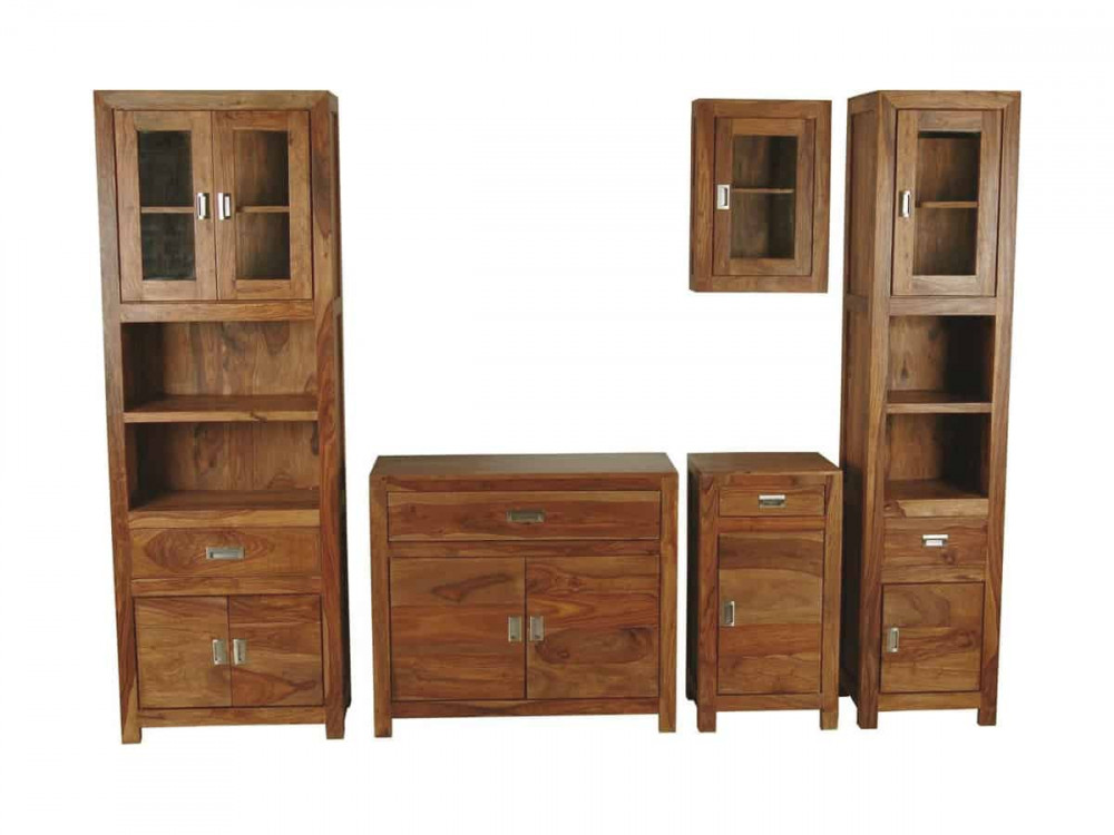 Waschbeckenunterschrank Bhatang Modern Teak Braun