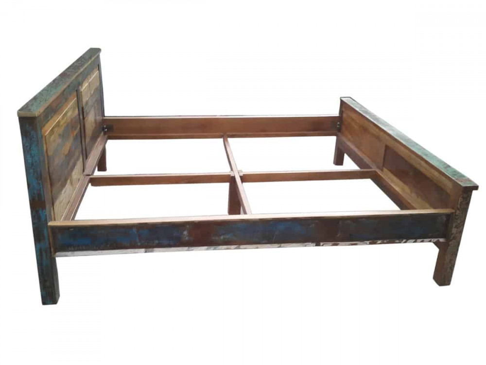 Bett  Shabby Chic Massivholz Recycletes Holz Braun