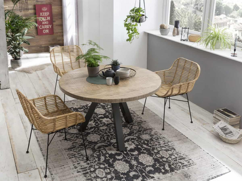 Esstisch  Modern Massivholz Metall Mango Hellbraun