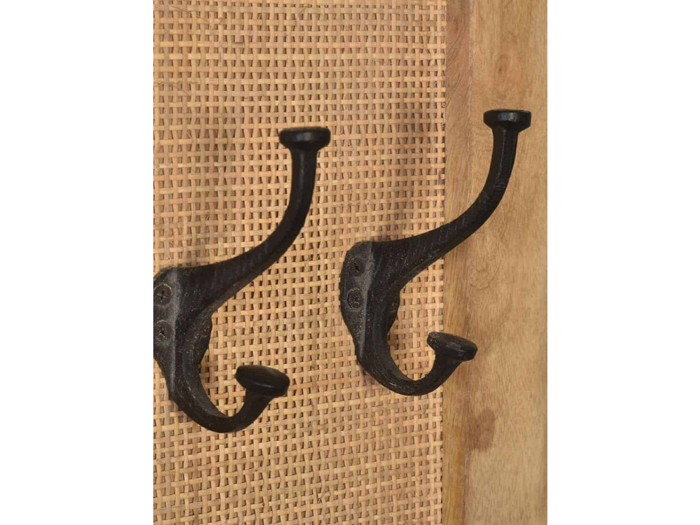 Garderobenhaken  Modern Massivholz Metall Rattan Mango Hellbraun