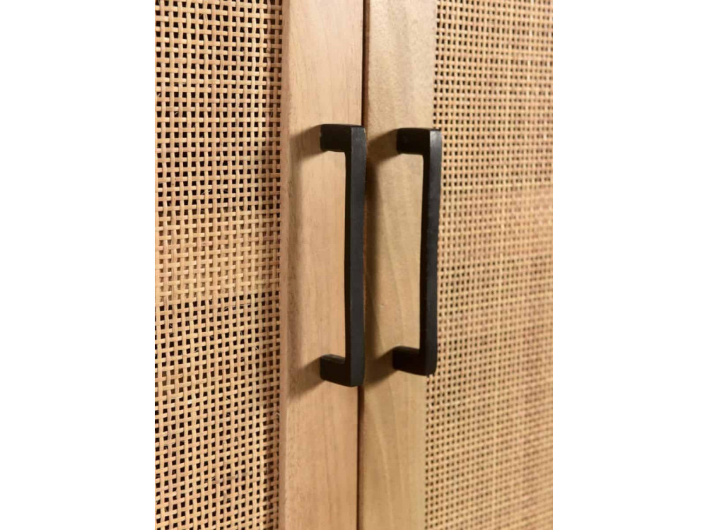 Garderobenschrank  Modern Massivholz Metall Rattan Mango Hellbraun