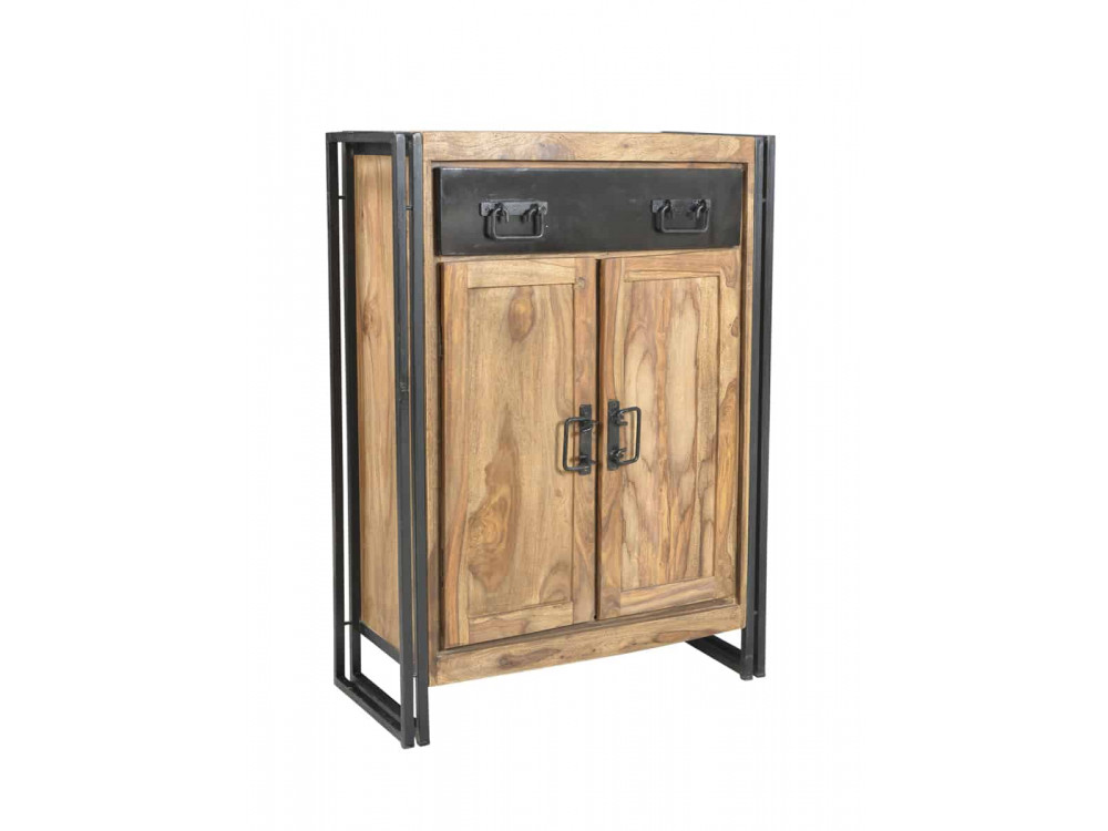 Highboard Madras Modern Massivholz Metall Akazie Braun