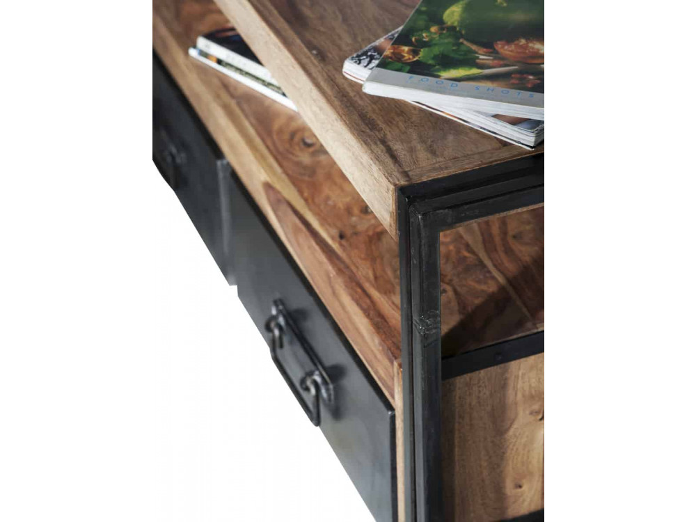 Lowboard Madras Modern Massivholz Metall Akazie Braun