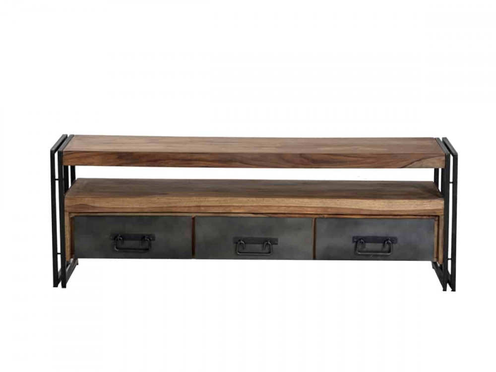Lowboard Madras Modern Massivholz Metall Akazie Braun