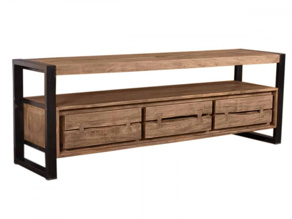 Lowboard  Modern Massivholz Metall Akazie Akazie natur