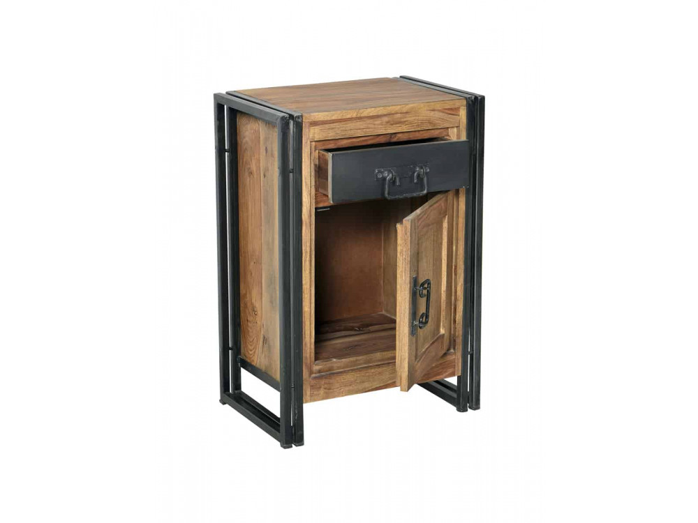 Nachttisch Madras Modern Massivholz Metall Akazie Braun