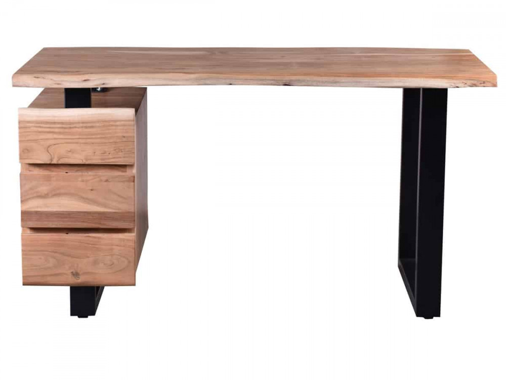Schreibtisch  Modern Massivholz Metall Akazie Akazie natur