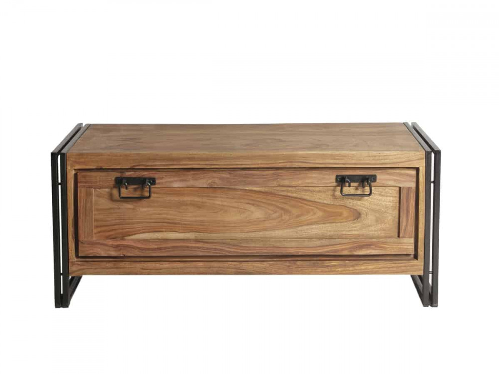 Schuhschrank Madras Modern Massivholz Metall Akazie Braun