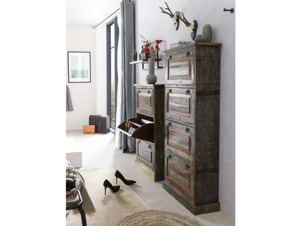 Schuhschrank Seaside Shabby Chic Recycletes Holz Braun
