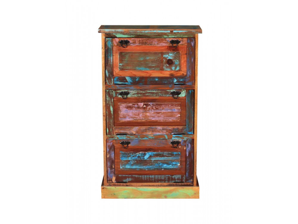 Schuhschrank  Shabby Chic Massivholz Metall Recycletes Holz Braun