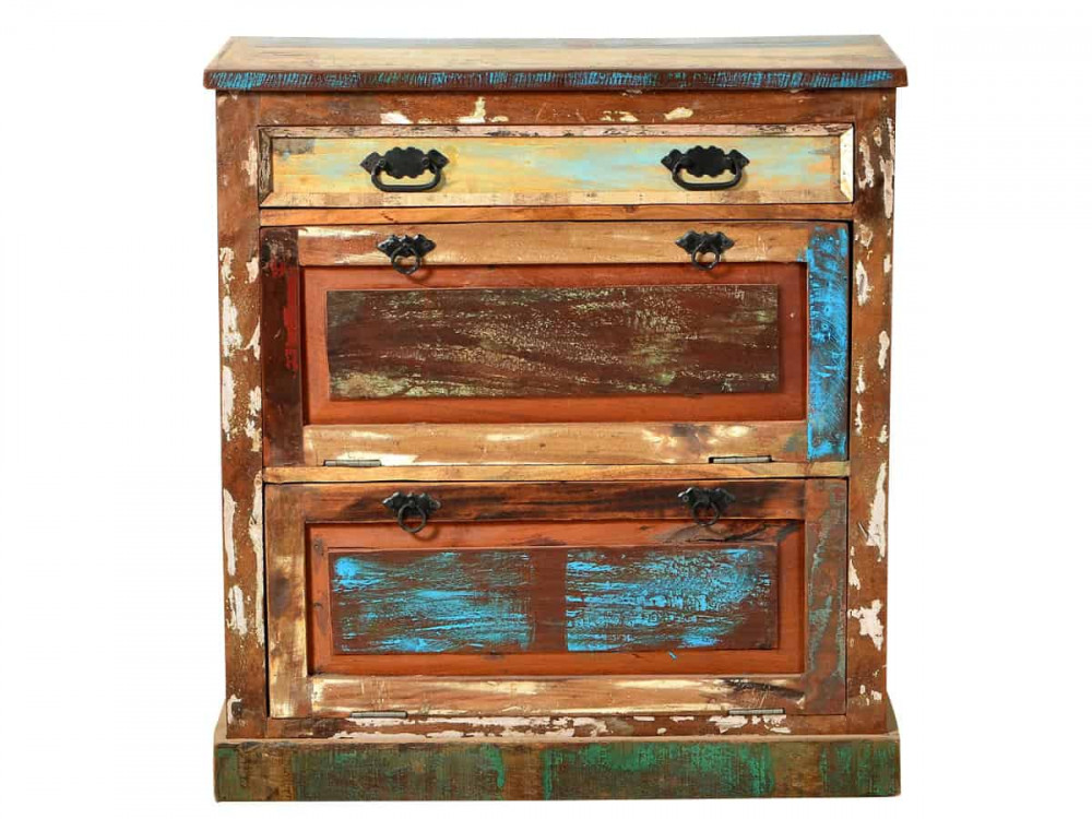 Schuhschrank  Shabby Chic Massivholz Recycletes Holz Braun
