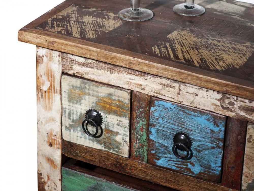 Servierwagen  Shabby Chic Massivholz Metall Recycletes Holz Braun