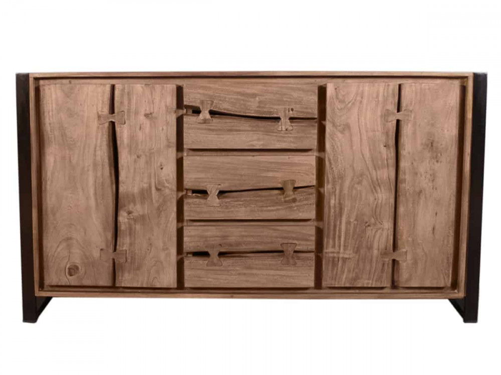 Sideboard  Modern Massivholz Metall Akazie Akazie natur