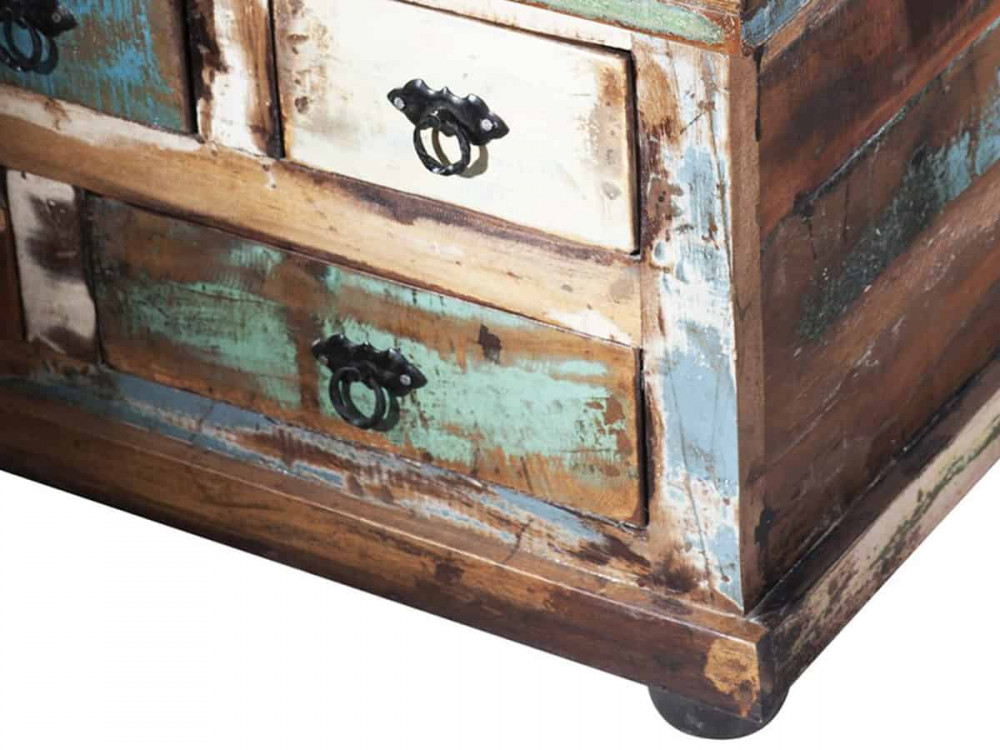 Truhentisch  Shabby Chic Massivholz Metall Recycletes Holz Braun