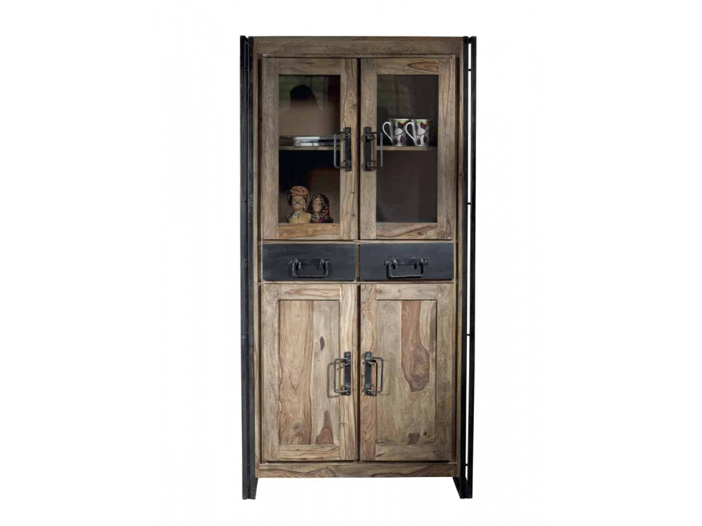 Vitrine Madras Modern Sheesham Braun