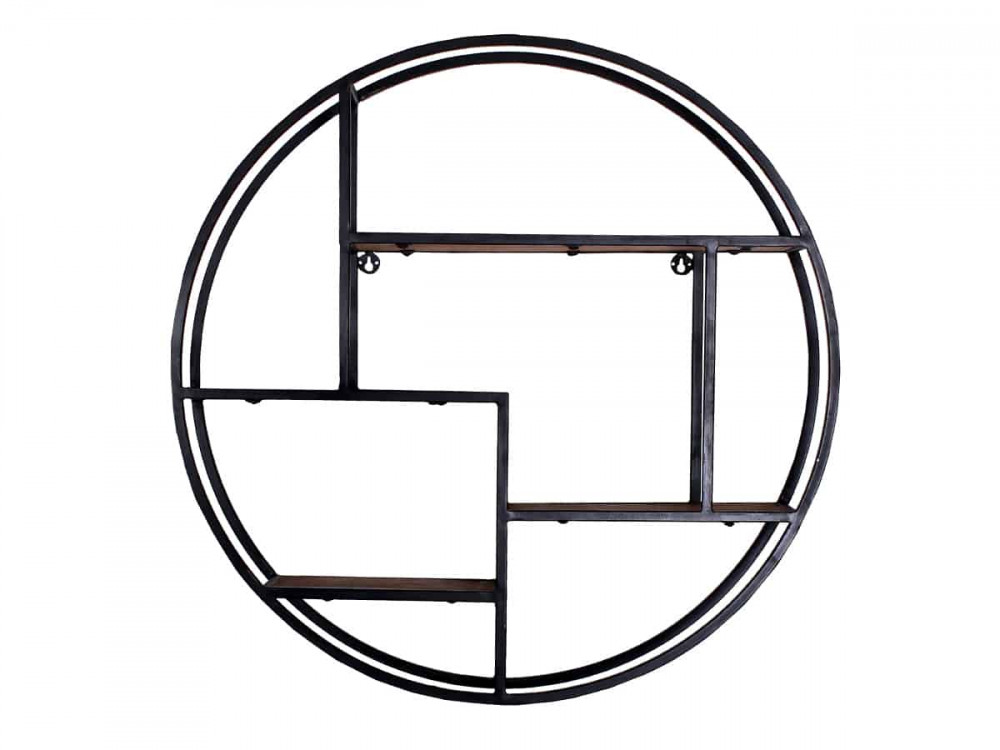 Wandregal Madras Modern Massivholz Metall Mango Braun