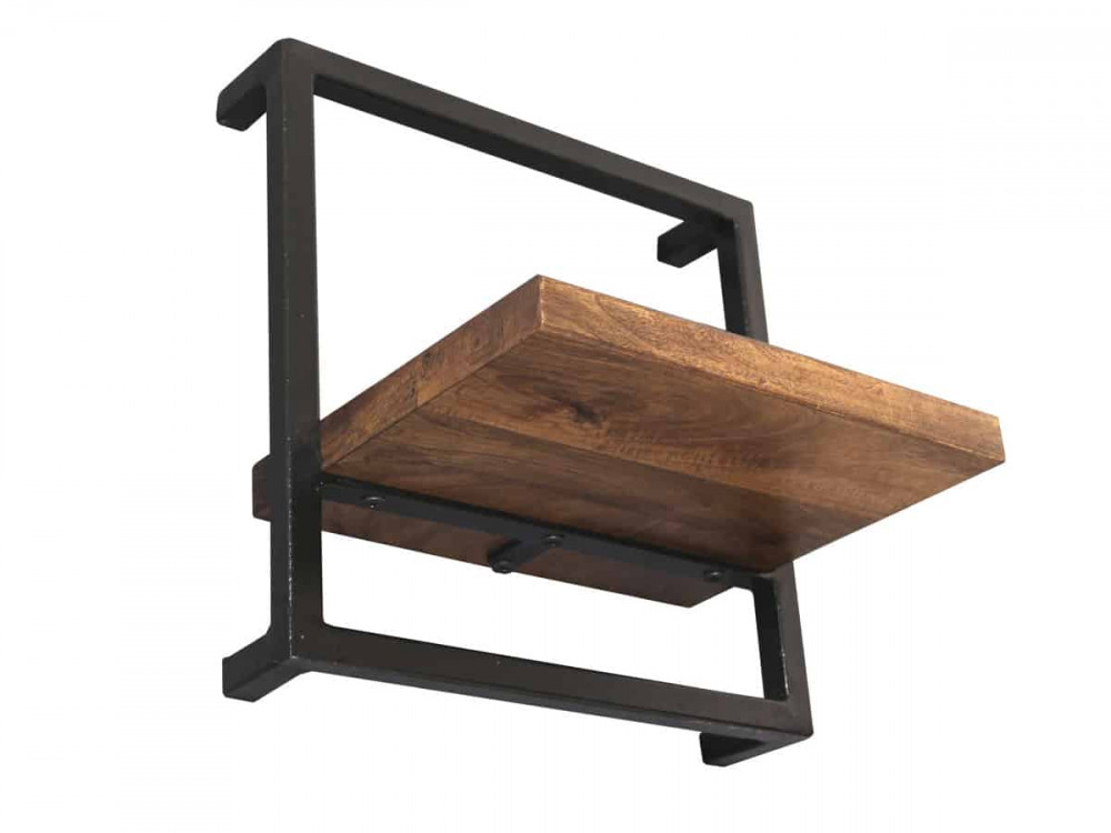 Wandregal Madras Modern Massivholz Metall Mango Braun