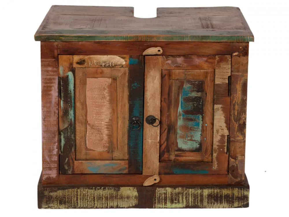 Waschbeckenunterschrank  Shabby Chic Massivholz Recycletes Holz Braun