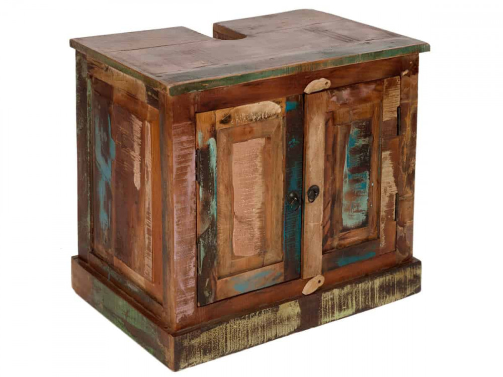Waschbeckenunterschrank  Shabby Chic Massivholz Recycletes Holz Braun