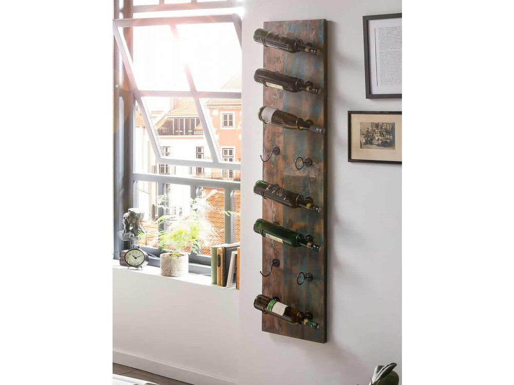 Weinregal  Shabby Chic Massivholz Metall Recycletes Holz Braun