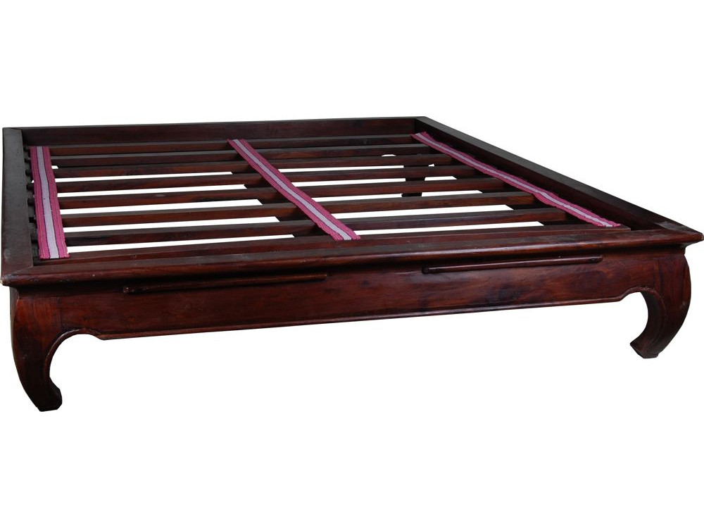 Bett  Kolonialstil Akazie Walnuss