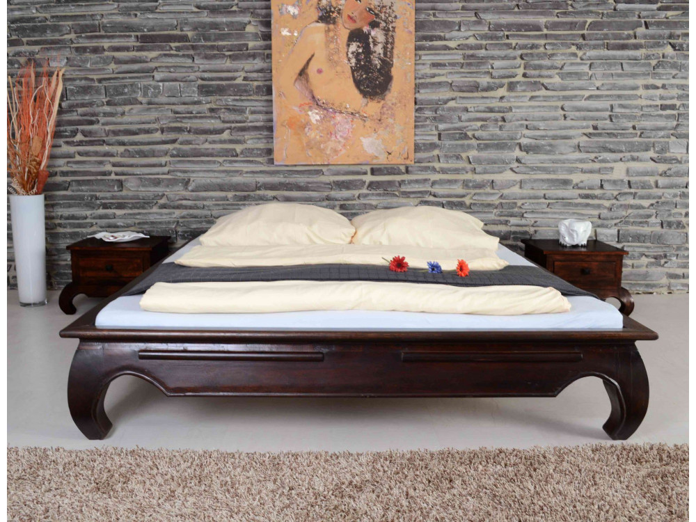 Bett  Kolonialstil Akazie Walnuss