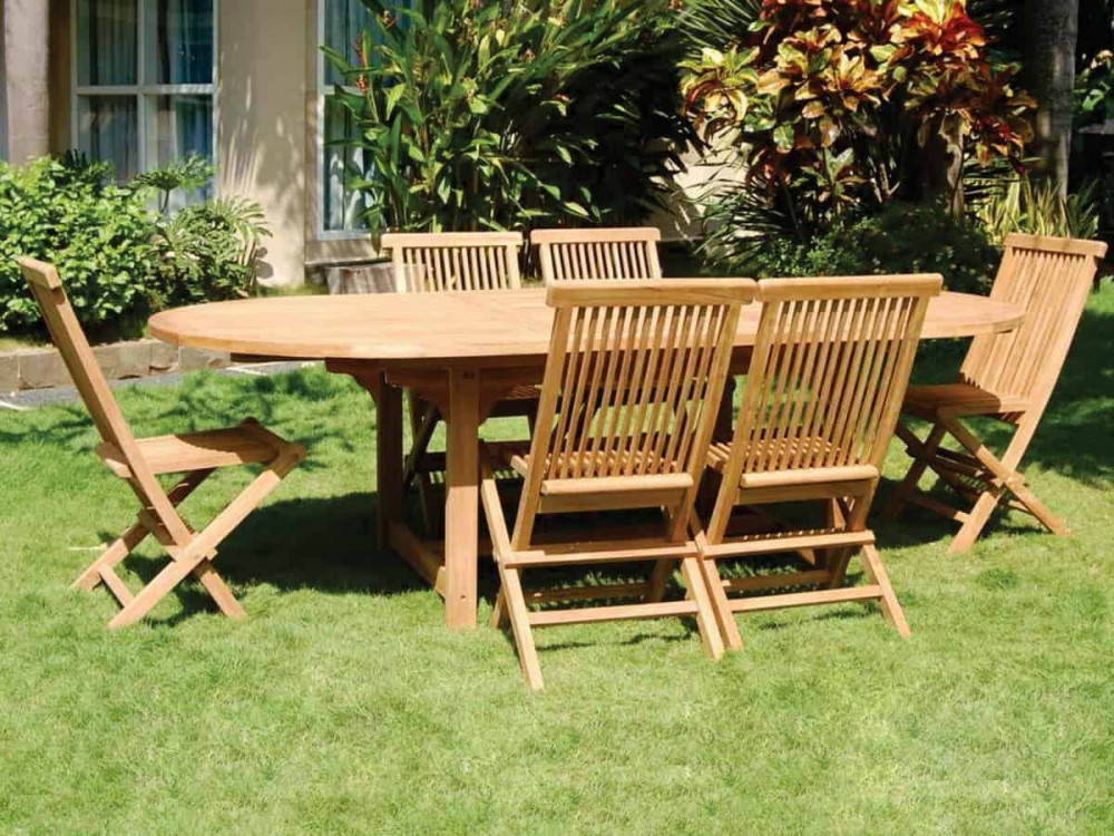Gartentisch  Gartenmöbel Outdoor Modern Massivholz Teak Honig
