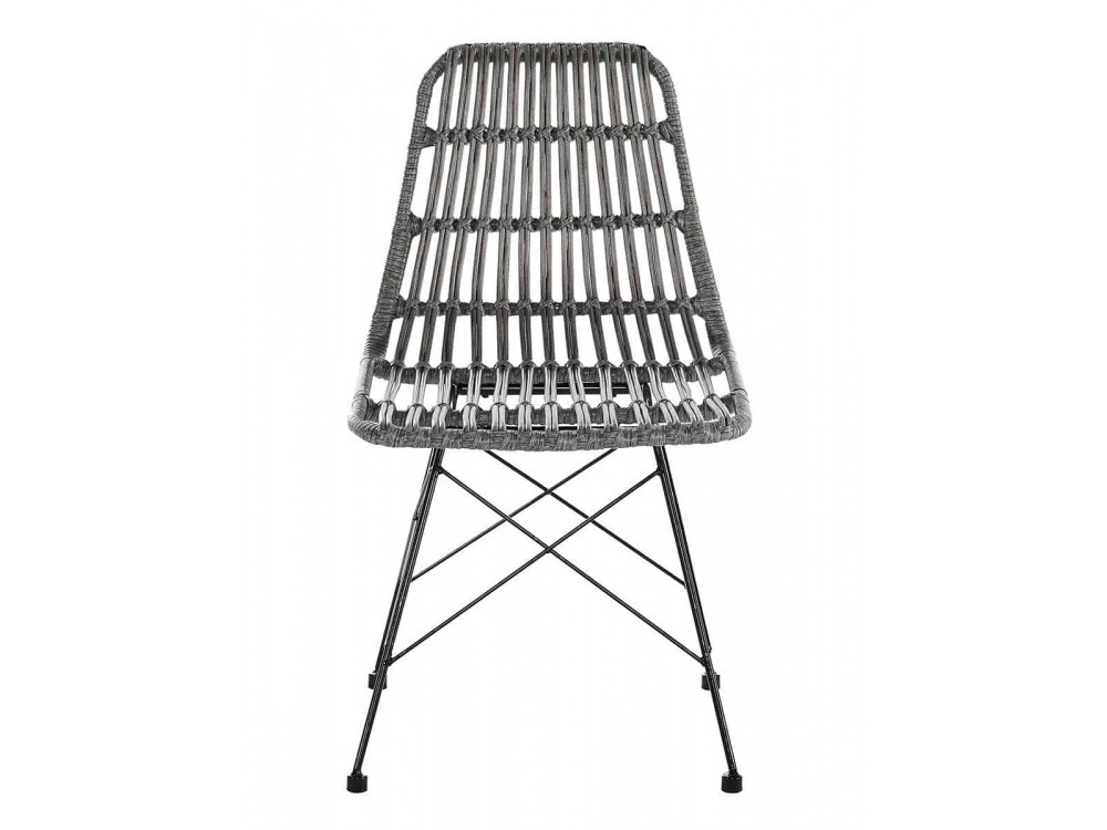 Esszimmerstuhl  Modern Metall Polyrattan Grau