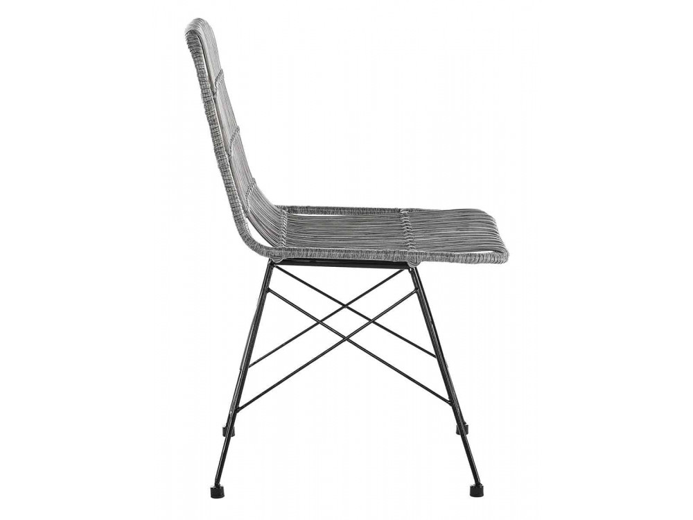 Esszimmerstuhl  Modern Metall Polyrattan Grau