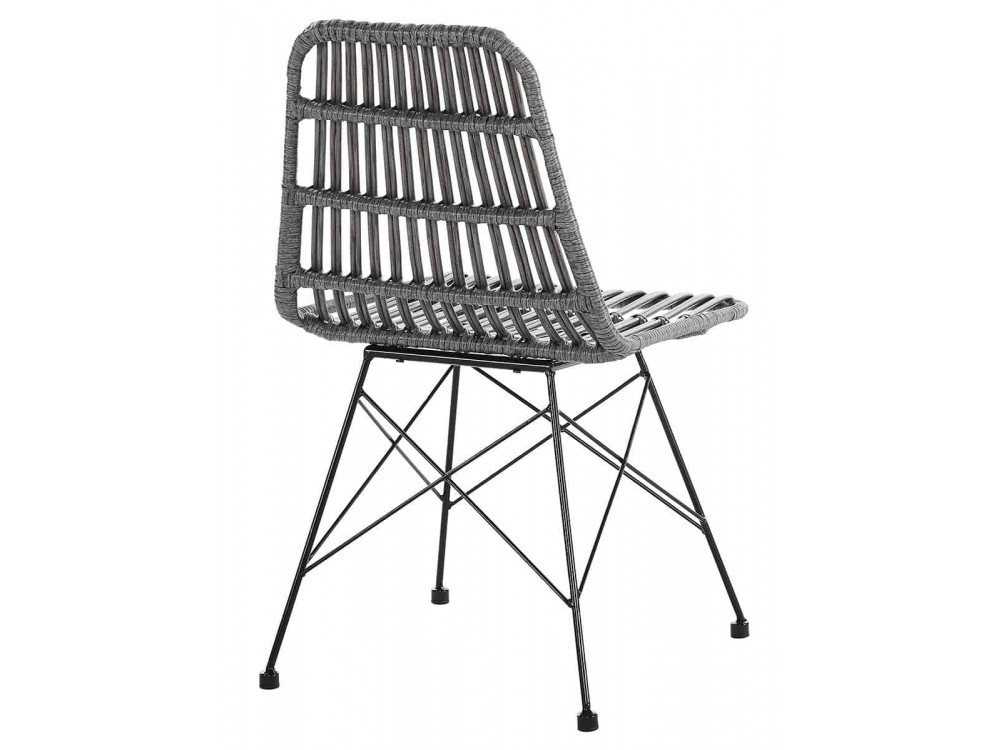 Esszimmerstuhl  Modern Metall Polyrattan Grau