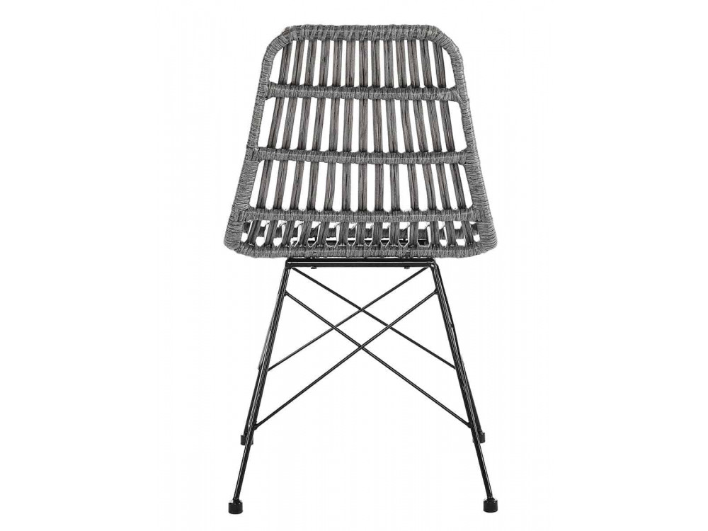 Esszimmerstuhl  Modern Metall Polyrattan Grau