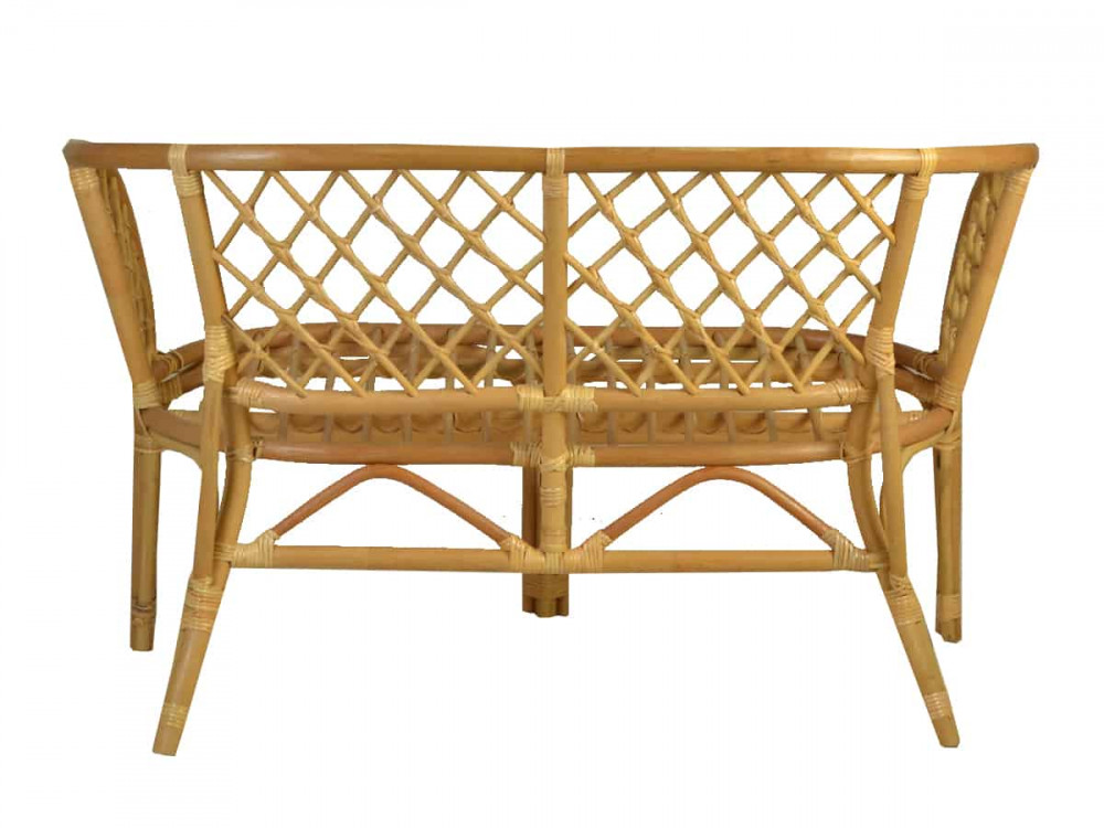 Rattansofa 'Bahama' 2-Sitzer mit grauen Kissen - 80028 | MiaMöbel