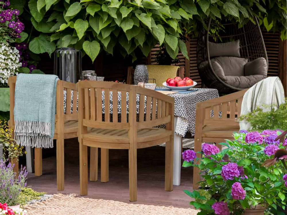 Gartenstuhl  Gartenmöbel Outdoor Modern Massivholz Teak Honig