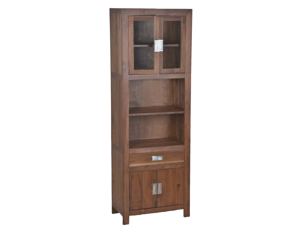 Hochschrank Bhatang Modern Massivholz Teak Braun