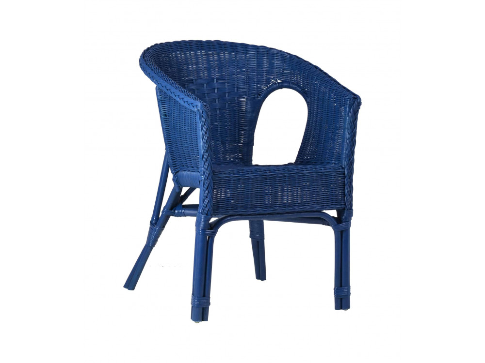 Armlehnstuhl Rattan Landhaus Blau