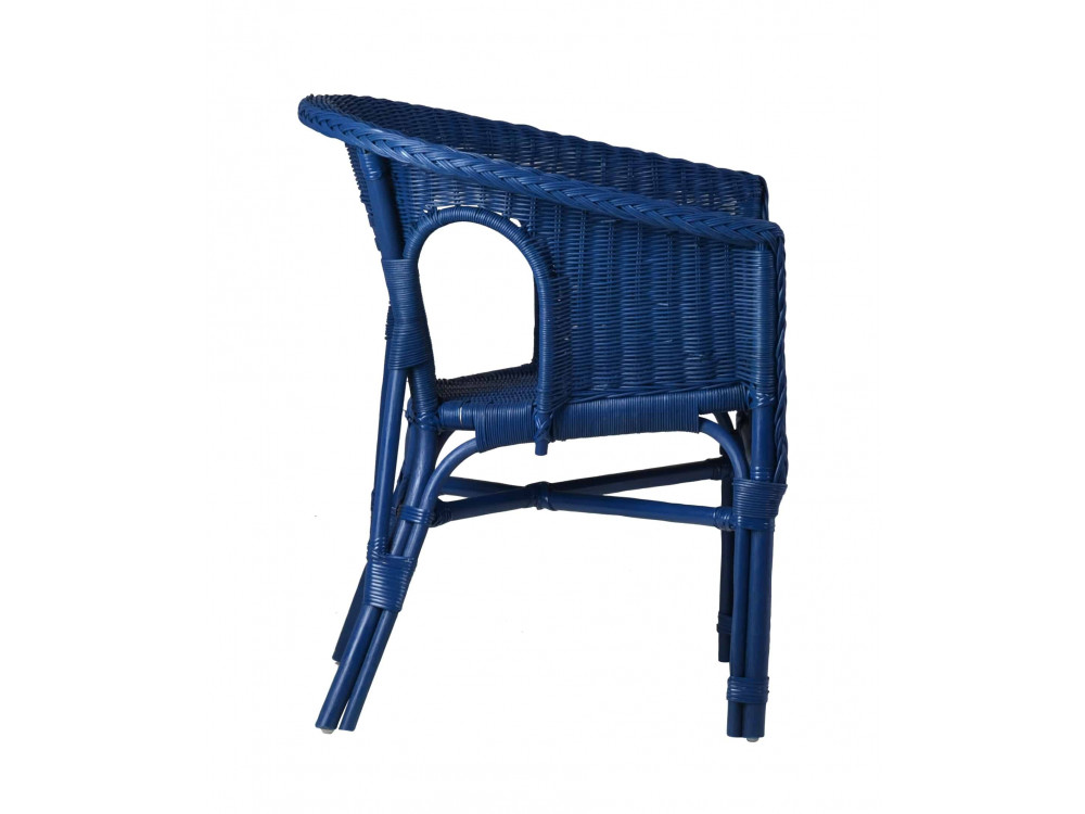 Armlehnstuhl Rattan Landhaus Blau