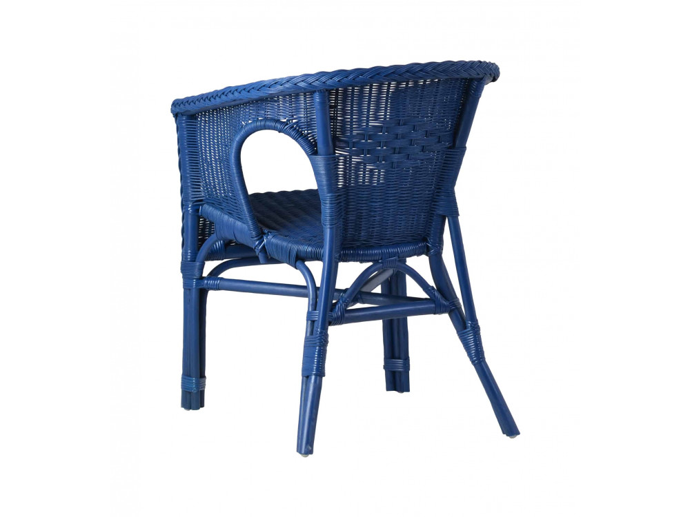 Armlehnstuhl Rattan Landhaus Blau