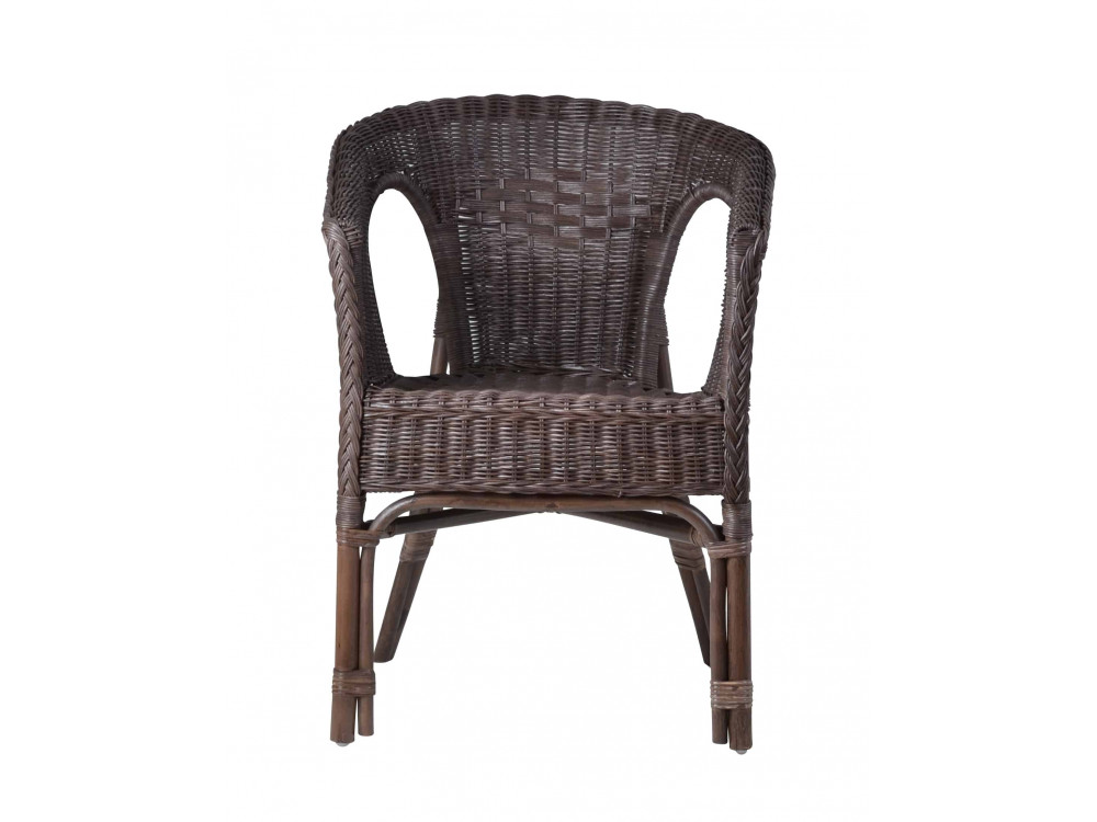 Armlehnstuhl Rattan Landhaus Braun
