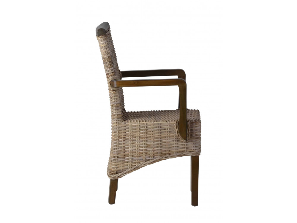 Armlehnstuhl Rattan Landhaus Mango Grau