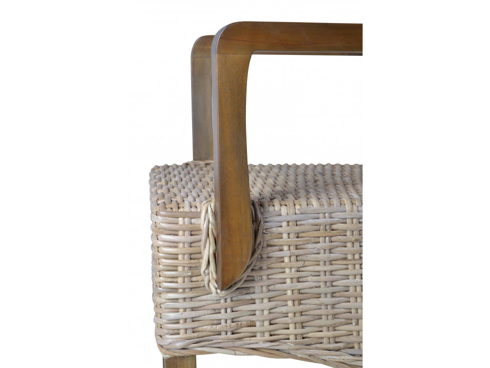 Armlehnstuhl Rattan Landhaus Mango Grau