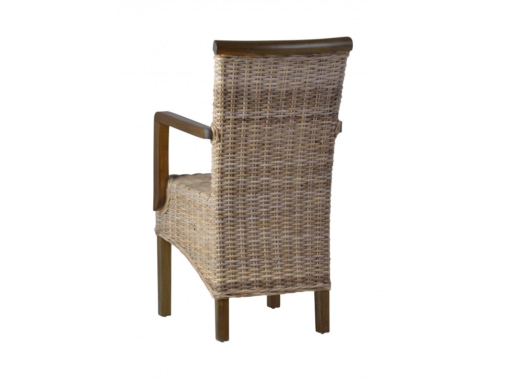 Armlehnstuhl Rattan Landhaus Mango Grau