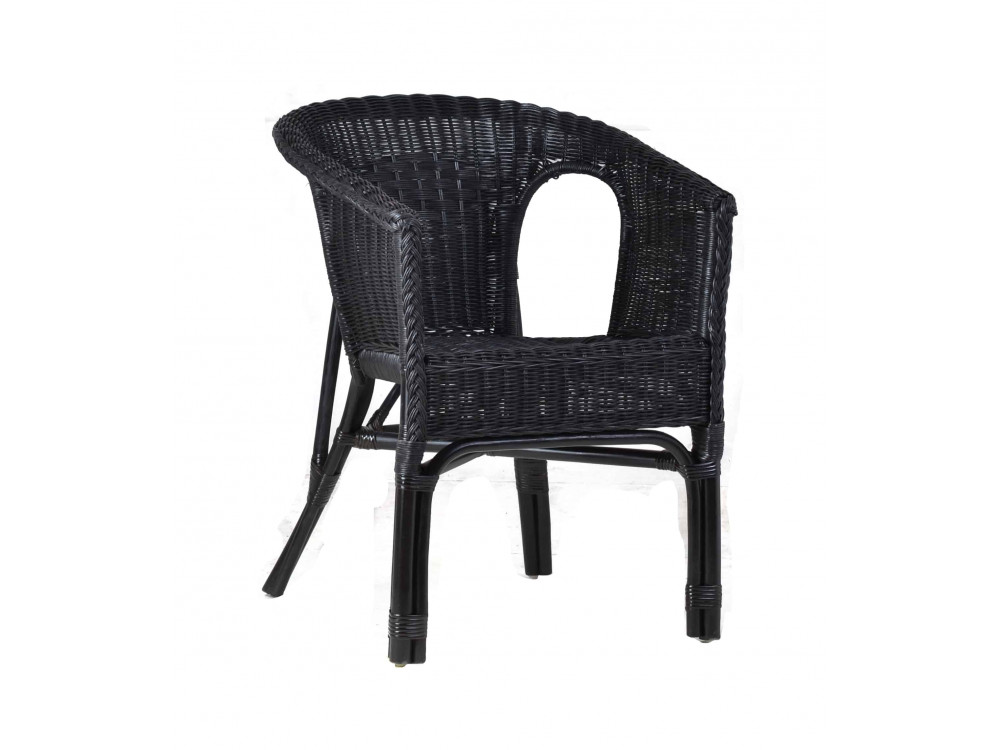 Armlehnstuhl Rattan Landhaus Schwarz