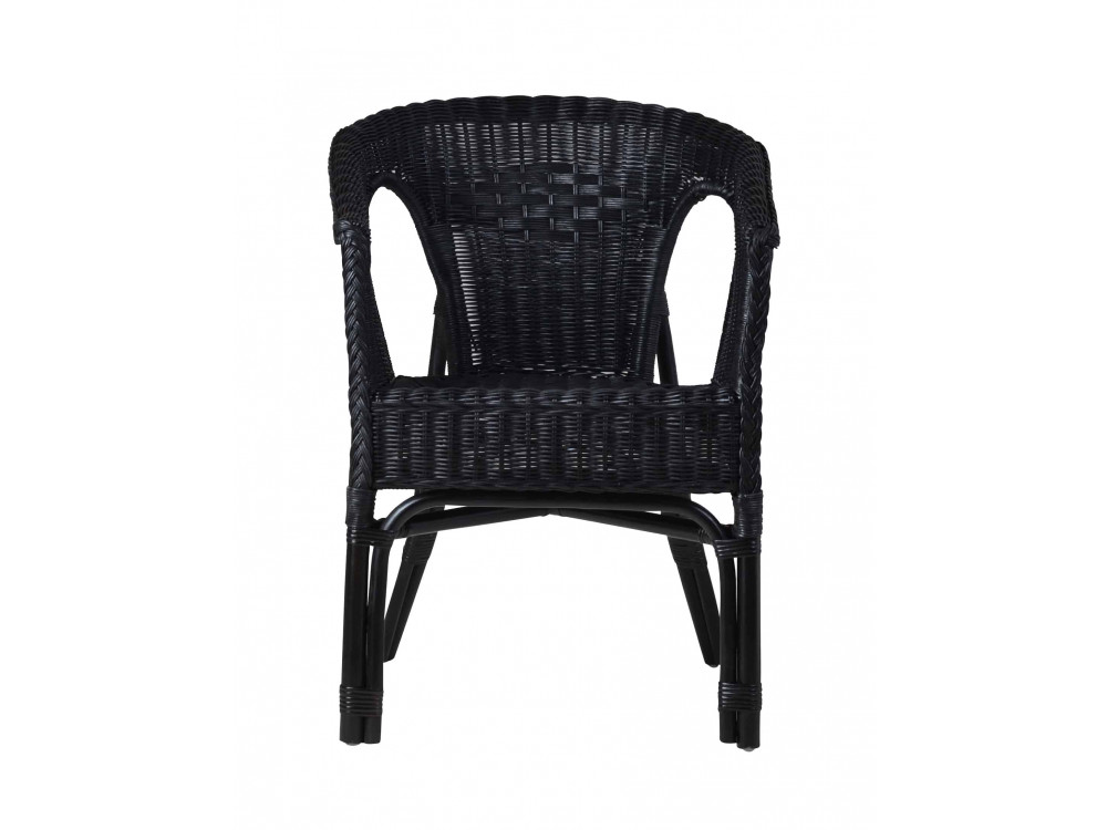 Armlehnstuhl Rattan Landhaus Schwarz