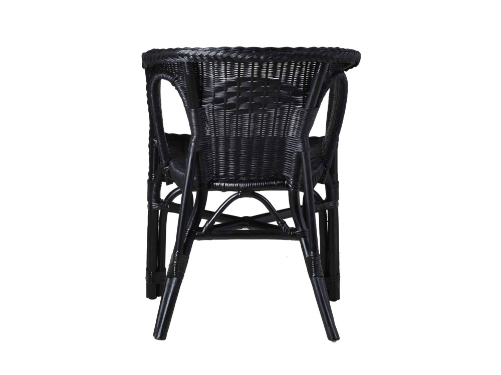 Armlehnstuhl Rattan Landhaus Schwarz