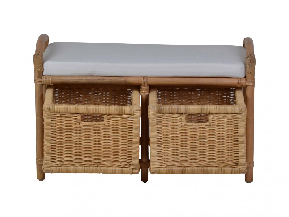 Rattanbank mit Körben honig - 80177 | MiaMöbel